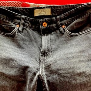 Never-worn, We the Free distressed black straight leg jeans, size 25